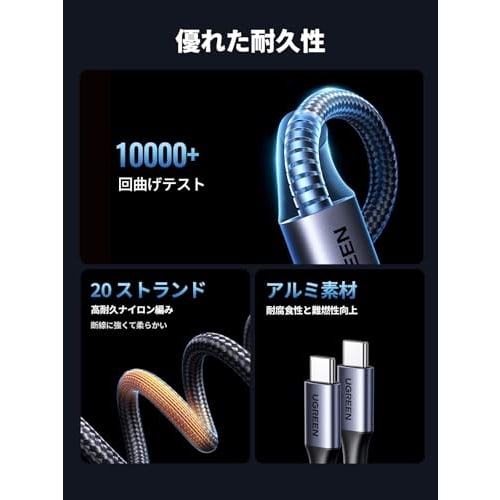 UGREEN USB Type C Cable [PD 100W 2-in-1 Type C Rapid Charging Cable] USB C to USB C Cable E-Maker Chip Equipped with Disconnection Prevention Compatib