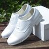 White Three-joint Leather Shoes Men's Groom Best Man Wedding Performance Little White Shoes Three-section Head Black Nurse Little White Shoes