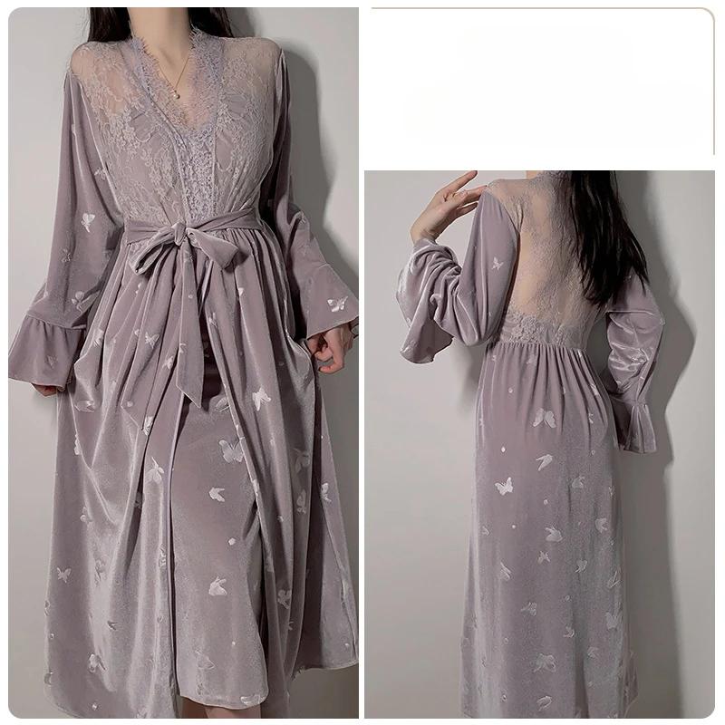 Pijamale de damă din catifea cu gât halter, pijamale cu decolteu adânc în V pentru femei, lenjerie sexy de iarnă pentru femei, set de pijamale pentru femei, pijamale