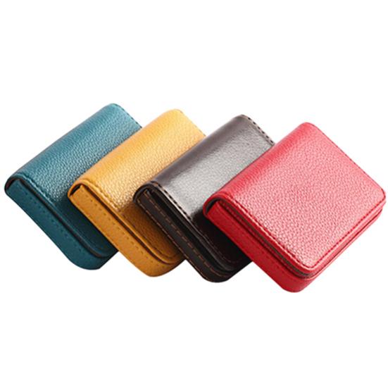 Faux Leather Magnetic Closure Business ID Name Pack Credit Card Holder Pocket Box