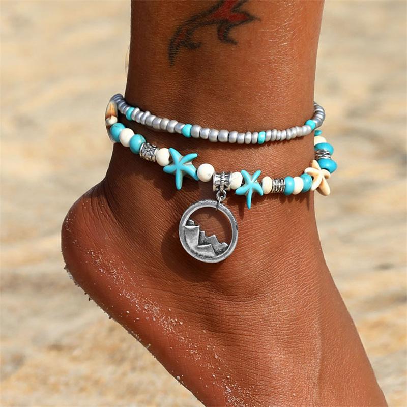 GUAngqi Boho Beach Anklet Chain Starfish Turquoise Foot Bracelet Jewelry for Party Casual GUAngqi Boho Beach Anklet Chain Starfish Turquoise Foot Bracelet Jewelry for Party Casual