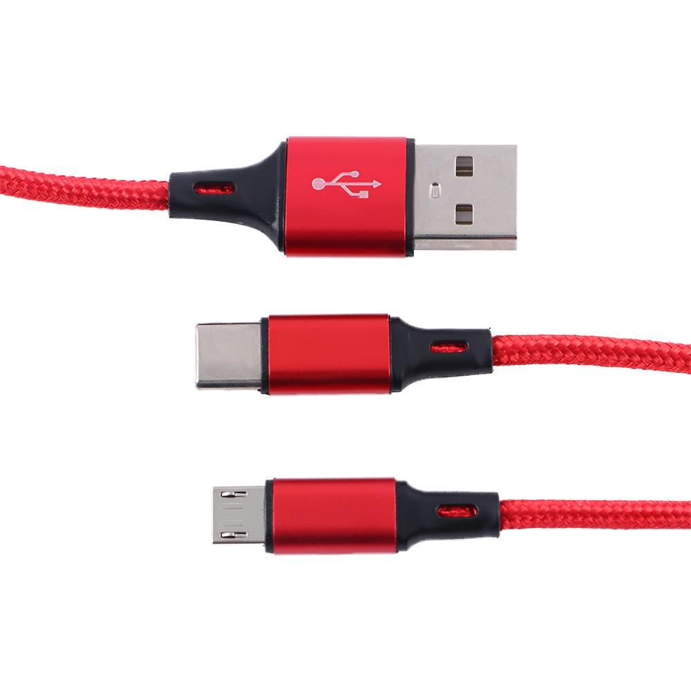 Micro USB Charging Wire Type C Cables Y Splitter Fast Charge Cable Phone Charge Cord Charger Cable
