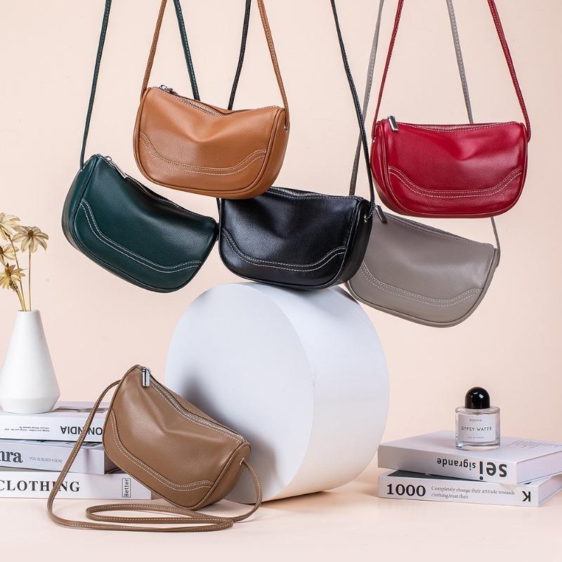 New niche design bag women's retro shoulder armpit bag versatile messenger dumpling bag leather lightweight shell bag