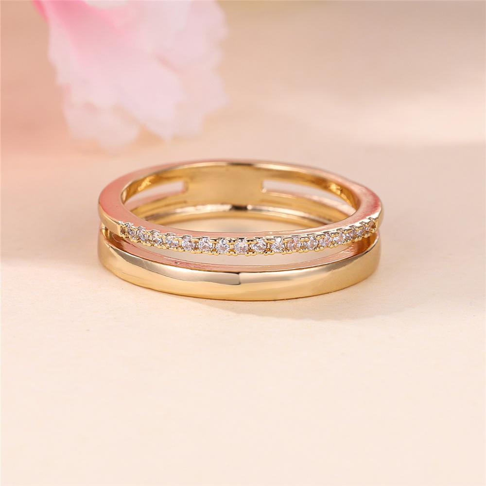 Female Cute White Zircon Stone Square Finger Ring Vintage Gold Color Wedding Band Bridal Jewelry For Women