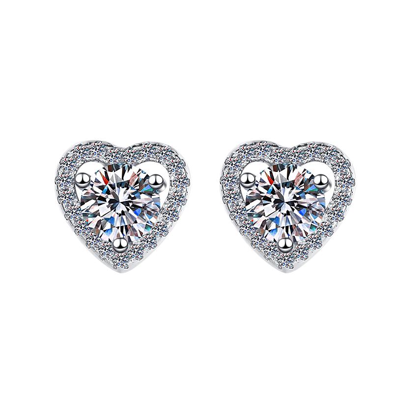  Prices Jewelry Heart Shaped S925 Sterling Silver GRA 0.5ct*2 VVs1 Moissanite Earring Stud Wedding Gift for Women
