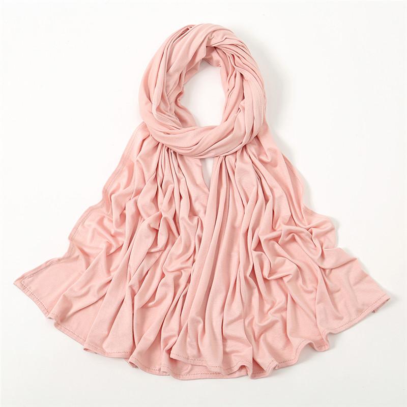 Plain Jersey Thick Hijab Scarf Cotton Polyester Wrap Elasticity Shawls Foulards Long Stretchy Turban Muslim Head Snood 180*60Cm
