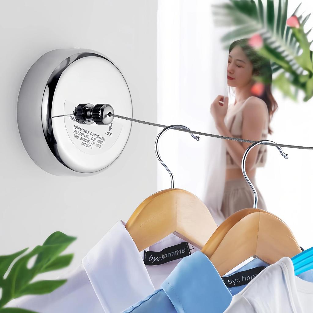 Wall-mounted Clothes Line Windproof 2.8m Adjustable Strength Nylon Durable Non-slip Drying Rack Rope Laundry