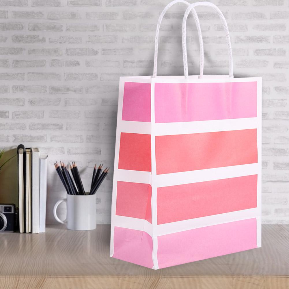 25 Stück Geschenktüte Kraftpapier für Hochzeit Gastgeschenktüte mit Henkel Rosa