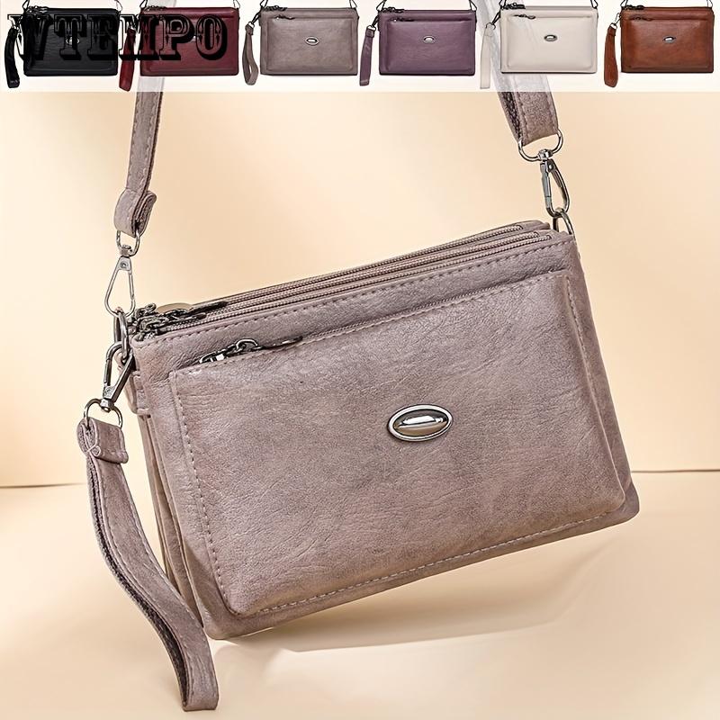Soft Faux Leather Crossbody Bag, Retro Wristlet Handbag, Fashion Clutch Purse For Women