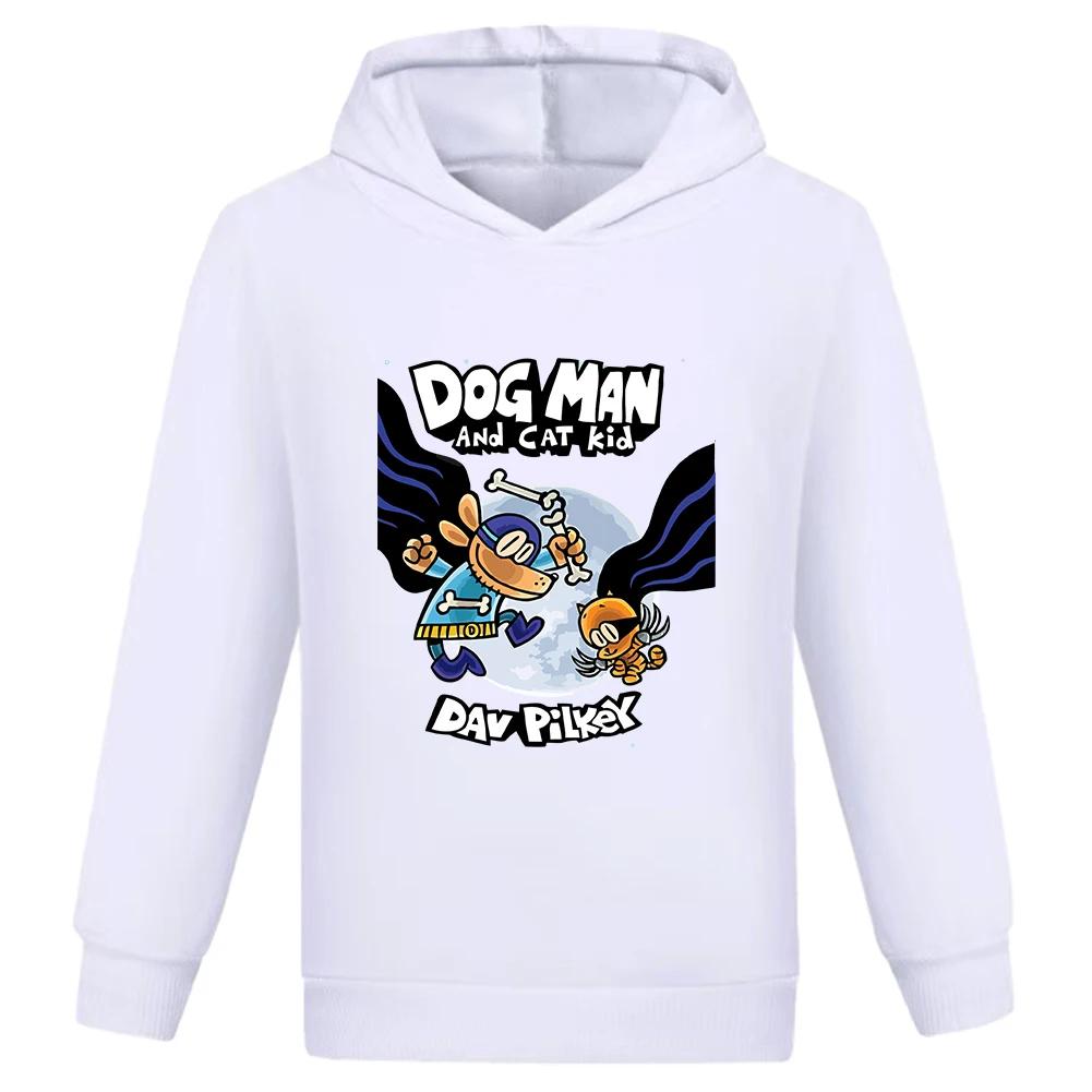 Kids Hooded Sweatshirt Dog Man Cartoon Comic Book Character Art Print Pullover Autumn Winter Casual Sport Wear for Children Daily Use