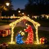Warm Glowing Christmas Night Decor Lighted Nativity Garden Ornament, Metal Yard Art with Celebration Accent LED Lights, Light-Up Religious Decoration