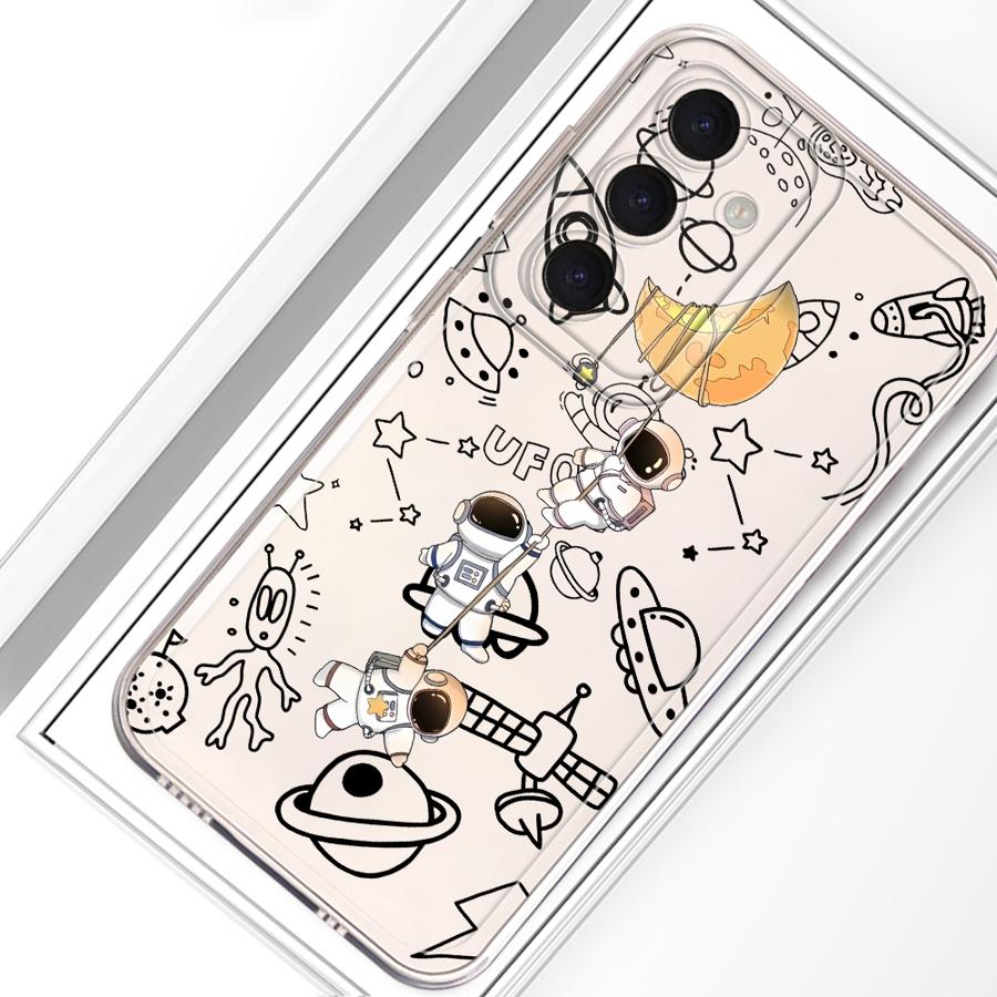 Kreslený roztomilý pouzdro astronaut pro Samsung Galaxy A34 A35 A14 A16 A56 A50 A54 A15 A55 A23 A36 A13 A33 A52 A25 A51 A52 A31 A26 A24