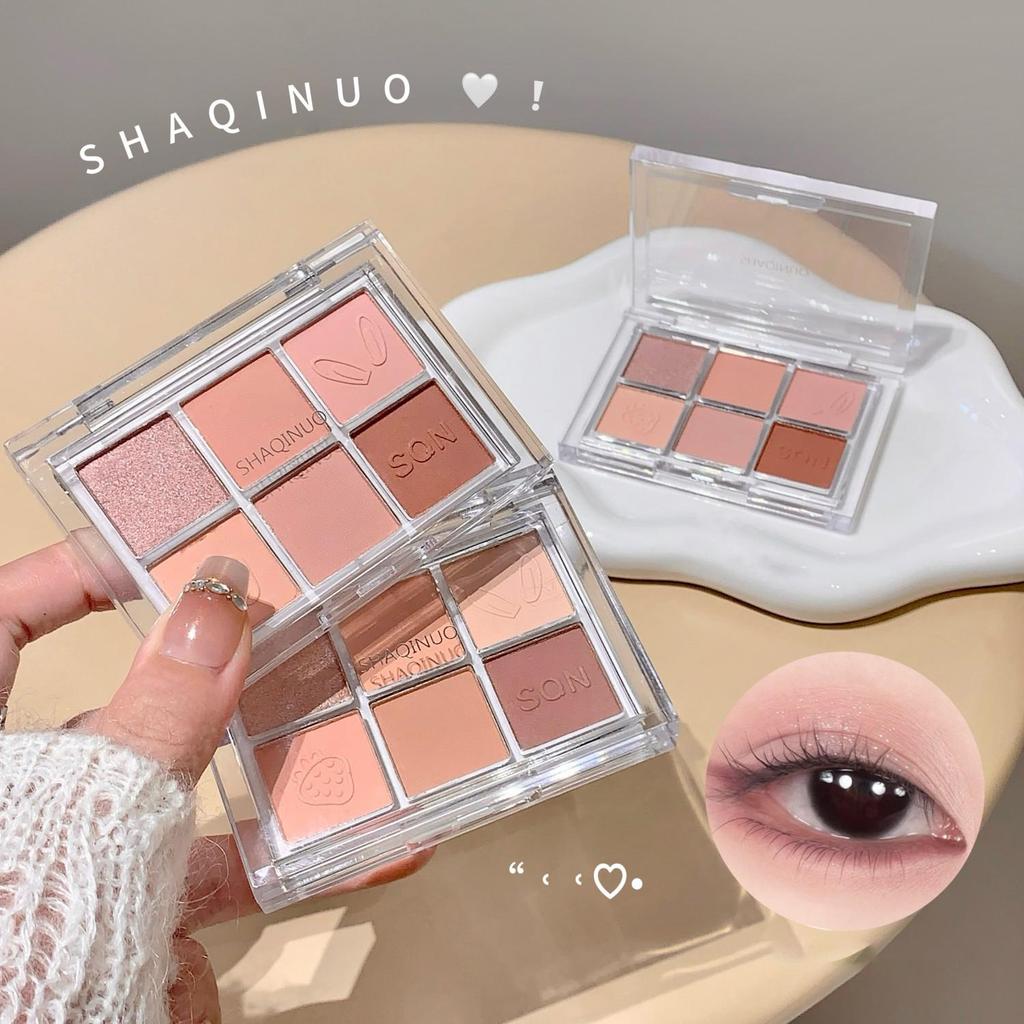 Six-Color Eyeshadow Palette SHAQINUO Matte Earth Colors Brightening Silkworm Pearl Beginner Eyeshadow Comprehensive Palette