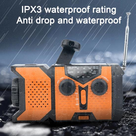 Emergency Radio with SOS Alarm Flashlight Solar Powered Hand Crank Rechargeable Radio Outdoor Camping