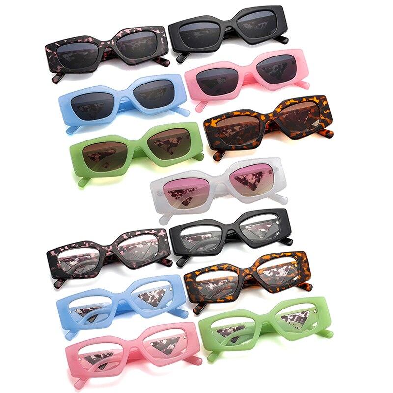 SO&EI Popular Fashion Polygon Cat Eye Sunglasses Women Retro Brand Designer Jelly Color Shades UV400 Men Clear Glasses Frame