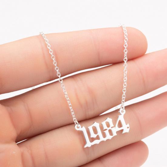 1980-2019 Doğum Yılı Numarası Charm Kolye Paslanmaz Çelik Zincir Kolye Takı