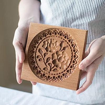 Julkex Fondant Stämpel Form Hallon Snidad Trä Pepparkaksform Kakformar Shortbreadform