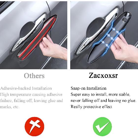 No Adhesive Snap-On Car Door Handle Cover Protector Compatible For Toyota 2018-    2024 2025 2026 Camry -2026 Corolla - Avalon 2016-2026 Prius -2024