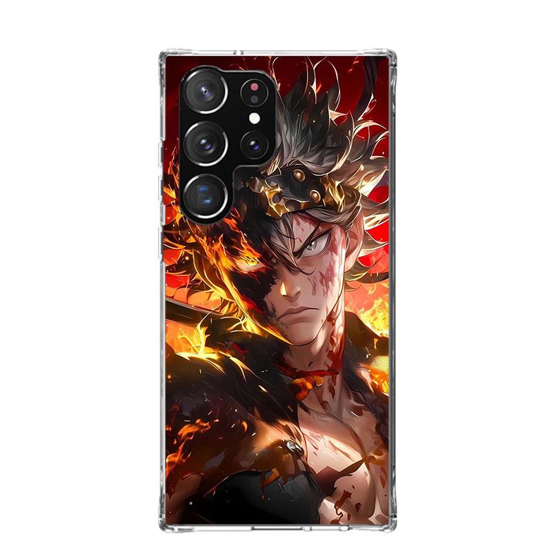Black C-Clovers Anime Phone Case For Samsung Galaxy S26 Ultra S23 S24 S25 Edge S20 FE S21 S22 Plus Soft Print Shell Cover Fundas