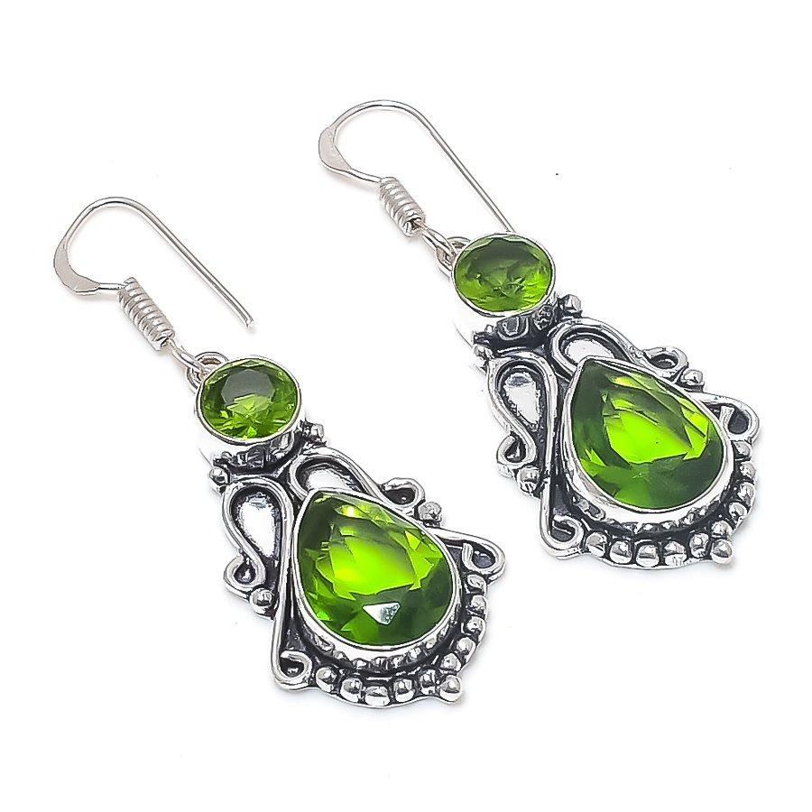 

Серьга из стерлингового серебра 925 пробы с драгоценным камнем хризолит 1,97