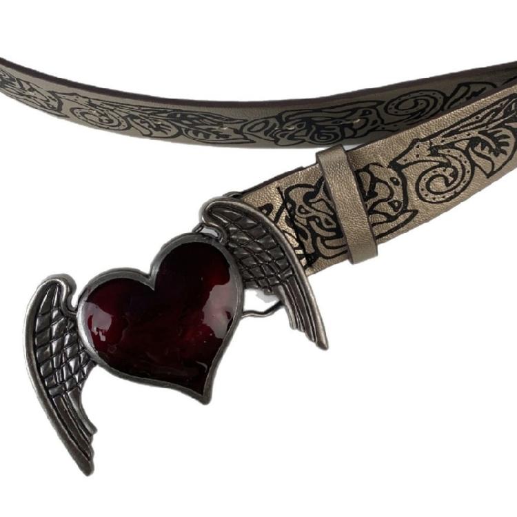 Ausgefallener Retro Metall-Hüftgürtel mit Herz-Flügel-Design Punk Rock Mode für Damen Herren