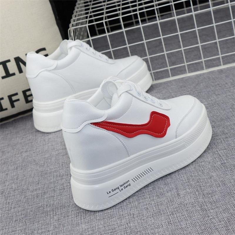 Fashion 2024 Women Sneakers Casual Platform Trainers White Shoes 10CM Heels Autumn Wedges Breathable Woman Height Increasing Shoes