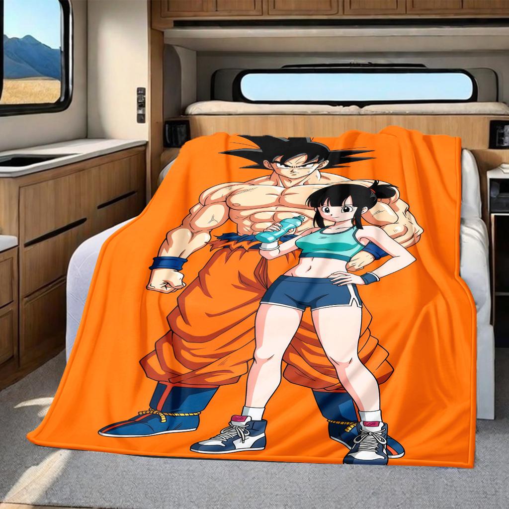 1 Stück Son Goku Druck Flanelldecke, Hohe Qualität für alle Jahreszeiten, Heimdekoration, Wärme und Komfort, Perfekt für Weihnachtsgeschenke