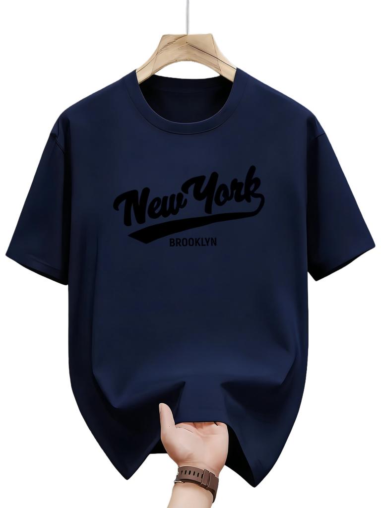 Mens New York lettered roundneck Tshirt mens designer fashionable city Tshirt retro top for men