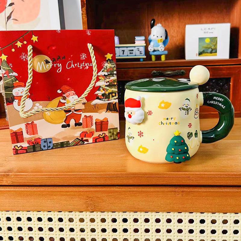 Magnetic Christmas mug high value cute ceramic cup couple with lid spoon office coffee cup couple water