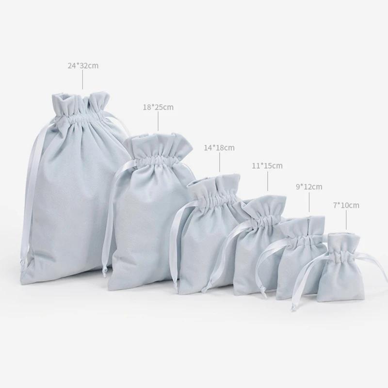 Velvet Drawstring Bag Portable Jewelry Makeup Storage Pouch Dustproof Wrapping Bag for Candy Party Favor Christmas Gift