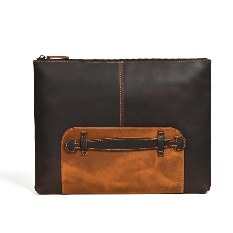 Men s Genuine Leather Hand-held Bag High-end Crazy Horse Letter Package Pure Men 37X29X3