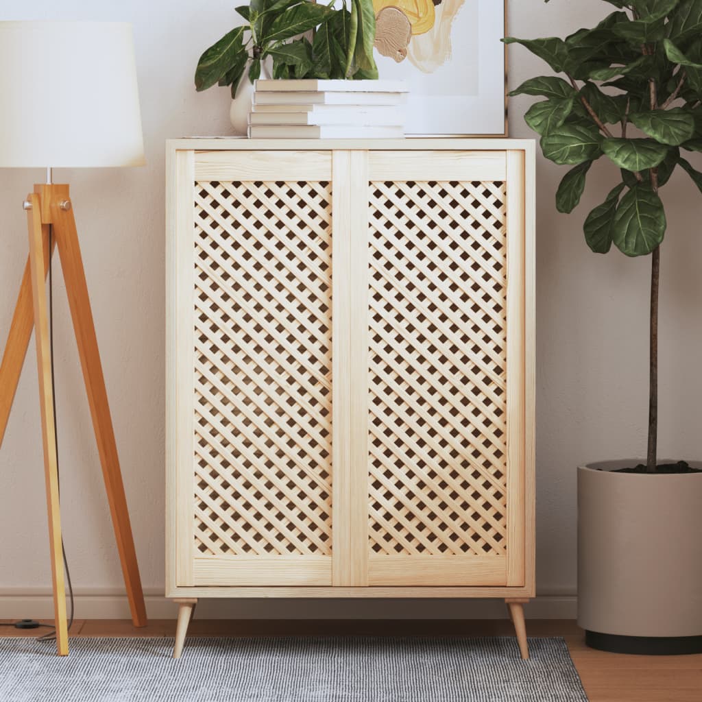 Cabinet Doors 2 Pcs. Grid Design 39.5 X 99 Cm Solid Pine Wood