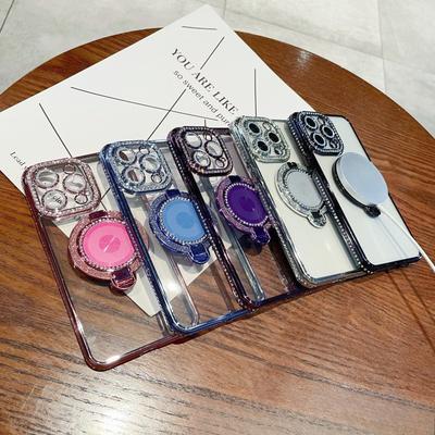 Blitzpulver Linsenfolie Geeignet für iPhone 16 Handyhülle Strass Magnetische Halterung Spiegel Apple 15 Seitenbohrhülle