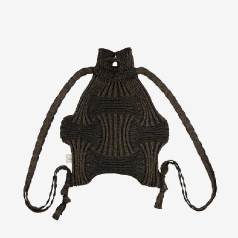 Pleatsmama Glitter Black Brown New Bow Backpack
