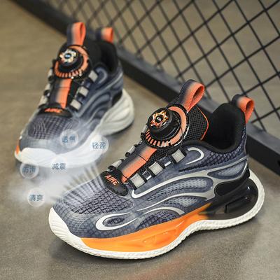 Children's Sports Shoes Leather Students Autumn and Winter Mesh Shoes Boys Running Shoes Lightweight Wear-resistant Button Casual Shoes