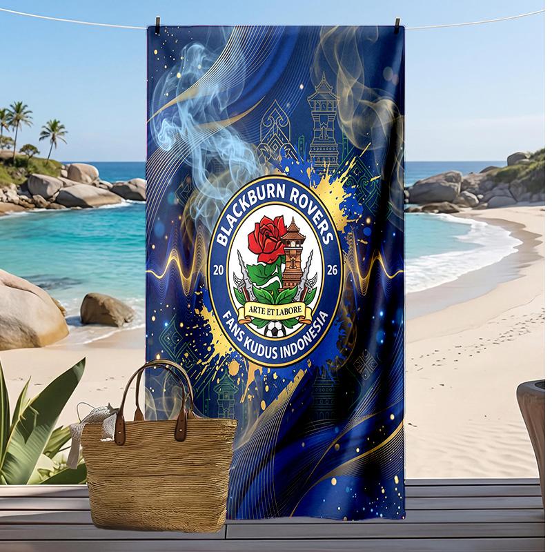 Telo Mare con Stampa Calcio Blackburn Rovers, Telo Grande Morbido Asciugatura Rapida per Spiaggia Campeggio Nuoto