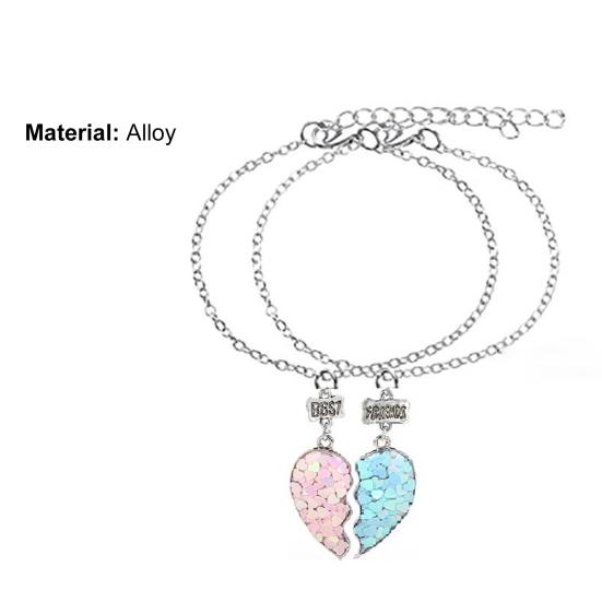 2Pcs Couple Necklaces Sequin Stitching Heart Broken Jewelry Shiny All Match Necklaces Bracelets Jewelry Gifts