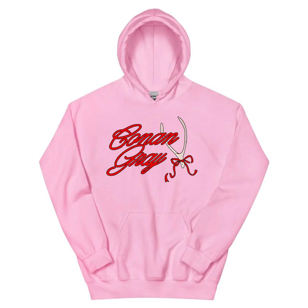 CONAN GRAY RED RIBBON WISHBONE HOODIE Winter Fleece Hooded Sweatshirts Graphic Men Women Clothing Fashion Hoodies