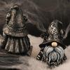 Unique Outdoor Witchy Gnome Halloween Gothic Resin Figurine, Dark Faceless Wizard Doll for Decorative Garden Figurine Desk Shelf, Spooky Home