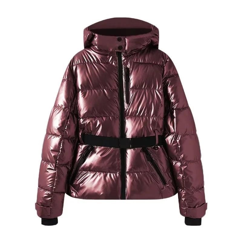 Women's Warm Ski Suit Jacket with Belt, Long Sleeve