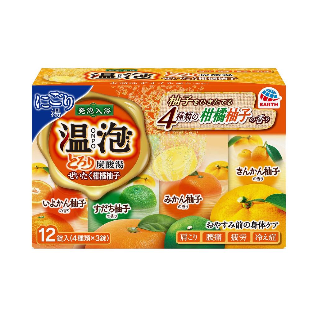 ONPO Bath Thick Carbonated Luxurious Citrus 4 Flavors Flavors x 3 12 (Warm Foam) Additives, Bath, Yuzu, [4 Tablets, Tablets]