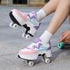 Kinder Rollschuh-Sneaker mit Doppelrollen für Jungen / Mädchen Verformbare Schuhe Rollschuhschuhe