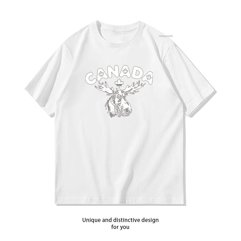 Vintage Canada Guys Canadian Moose Montreal Toronto Canada Flag Maple Leaf Tshirt woman man Casual cotton printed t shirts S