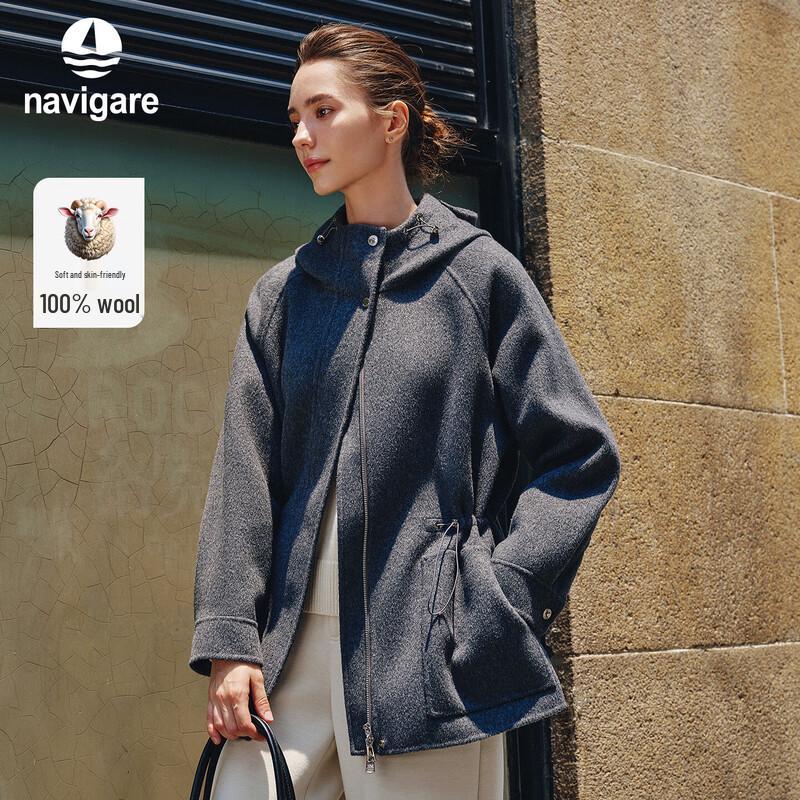 

Navigare 2025 Women s Loose-Fit 100% Wool Hooded Coat L