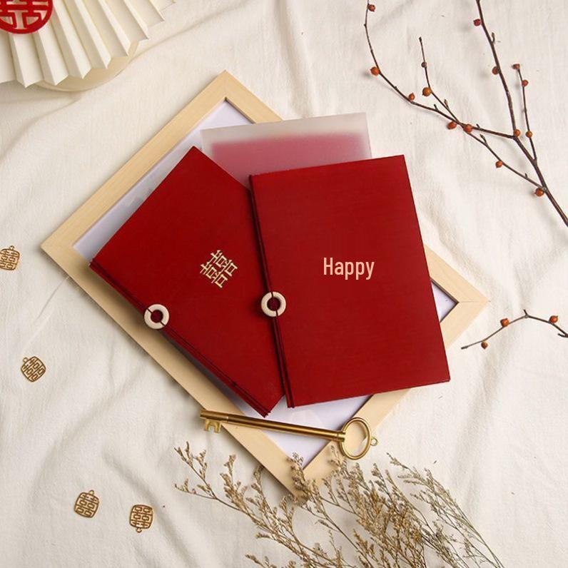Chenxiang Red Double Happiness Wedding Vow and Speech Card Set with Gift Pen