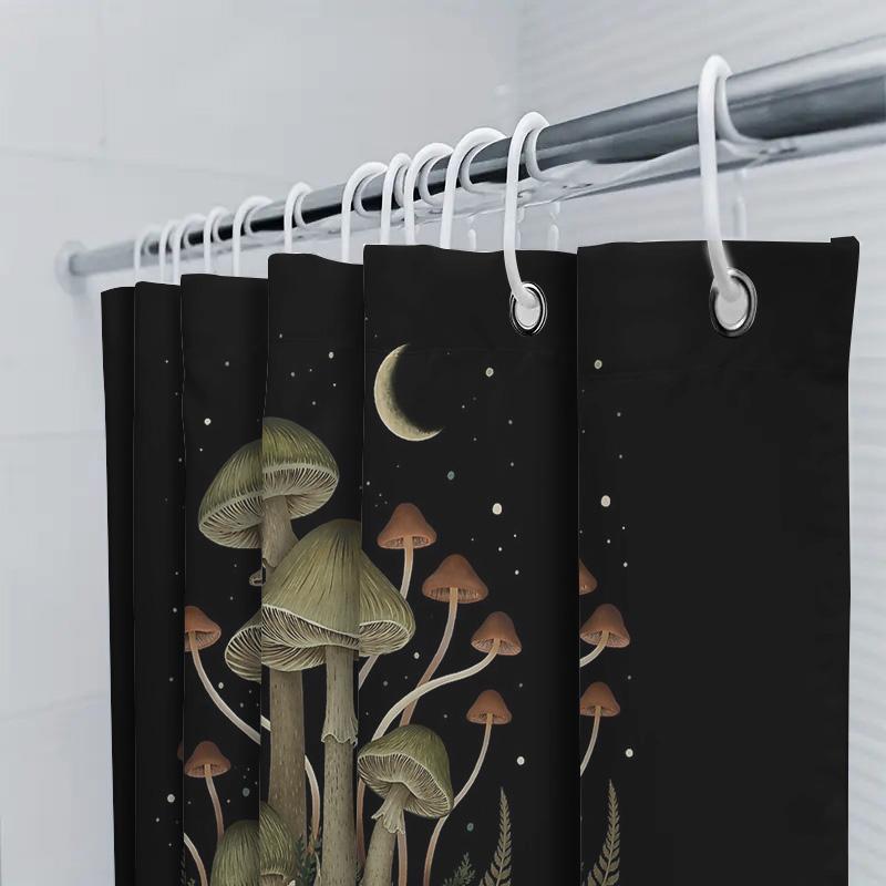 Mushroom Forest Shower Curtain Woodland Nature Decor Cottagecore Bathroom Set Vintage Botanical Shower Liner