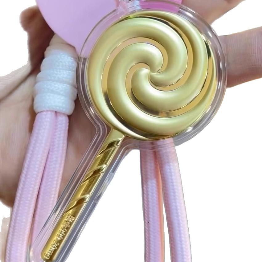 999 Pure Gold Flake Lollipop Pendant Keychain - Valentine's Day Gift for Her