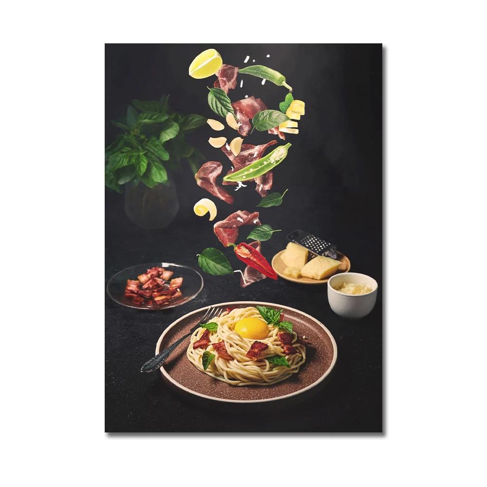 Köksposter Pizza Biff Sallad Hamburgare Burrito Bilder Restaurang Väggkonst Tryck Västkök Canvasmålning Ingen Ram