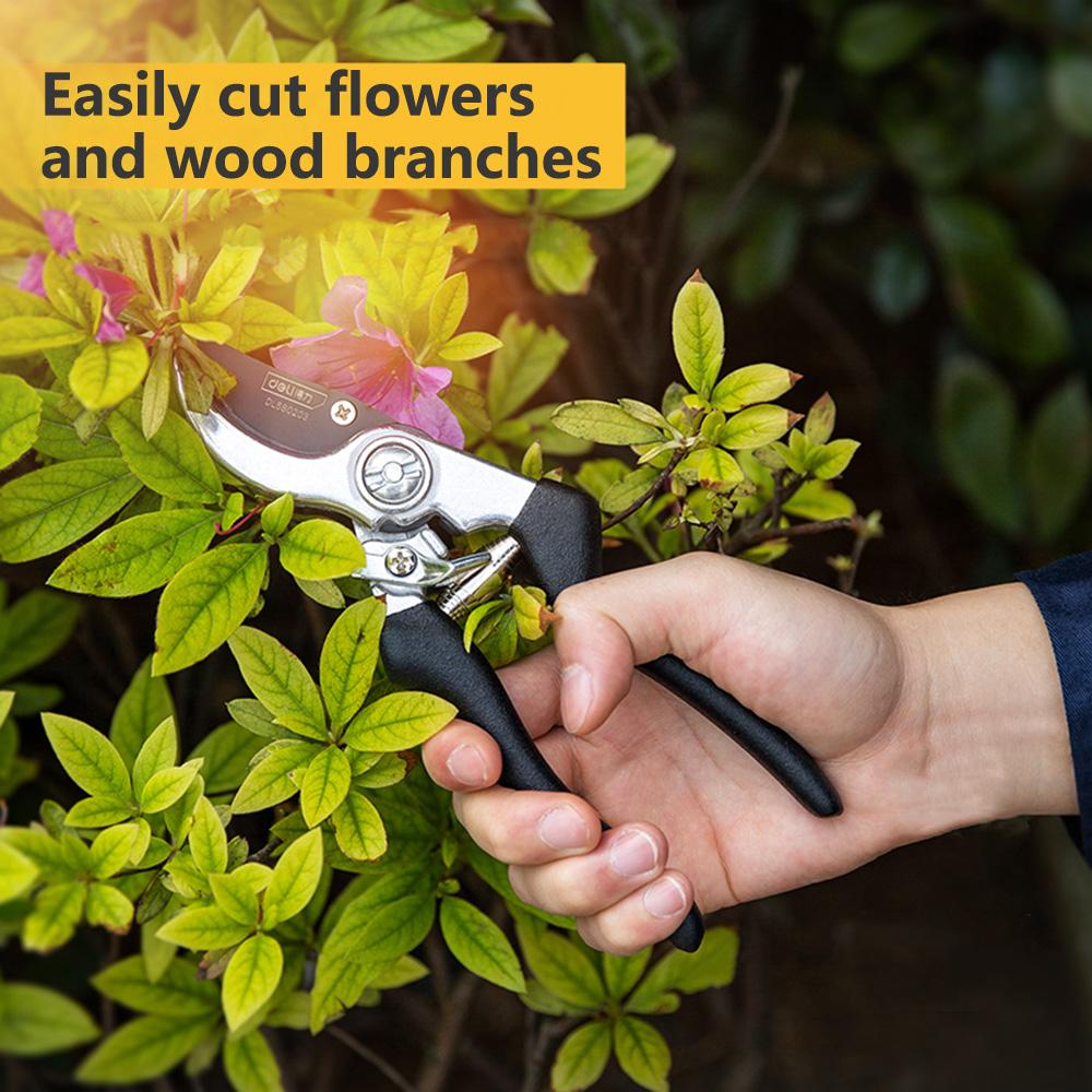 Deli Garden Pruner Pruning Shears 8.5 Inch Labor-saving Scissors for Gardening Tool Pruning Scissors Plants Garden Hand Tools