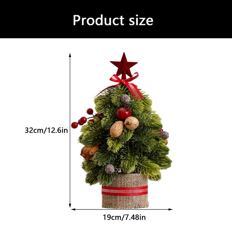 Ready-to-Display Mini Christmas Tree with Integrated Base, Soft Finish, and Arranged Seasonal Decorations for Indoor Use